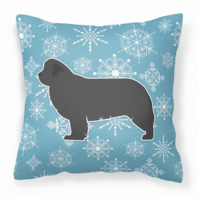 Newfoundland Winter Snowflake Dog Profile Art Fabric Decorative Pillow