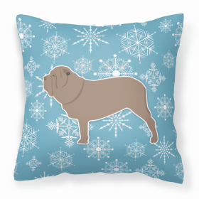 Mastiff 2 Winter Snowflake Dog Profile Art Fabric Decorative Pillow