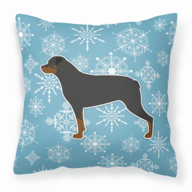 Rottweiler Winter Snowflake Dog Profile Art Fabric Decorative Pillow