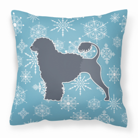 Portuguese Water Dog Winter Snowflake Dog Profile Art Fabric Decorative Pillow