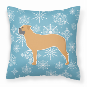 Bullmastiff Winter Snowflake Dog Profile Art Fabric Decorative Pillow