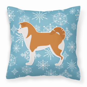 Akita Winter Snowflake Dog Profile Art Fabric Decorative Pillow