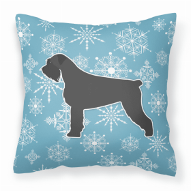 Schnauzer Winter Snowflake Dog Profile Art Fabric Decorative Pillow