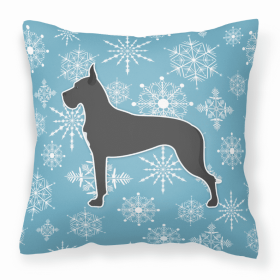 Great Dane Winter Snowflake Dog Profile Art Fabric Decorative Pillow