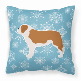 Saint Bernard Winter Snowflake Dog Profile Art Fabric Decorative Pillow