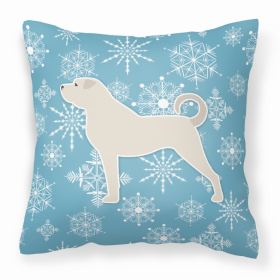 Anatolian Shepherd Winter Snowflake Dog Profile Art Fabric Decorative Pillow