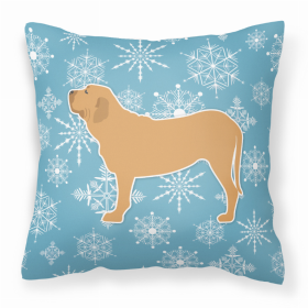 Fila Brasileiro Winter Snowflake Dog Profile Art Fabric Decorative Pillow