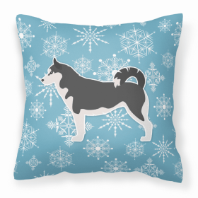 Siberian Husky Winter Snowflake Dog Profile Art Fabric Decorative Pillow