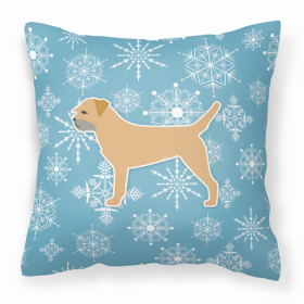 Border Terrier Winter Snowflake With Dog Fabric Decorative Pillow