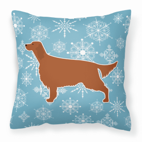 Irish Setter Winter Snowflake With Dog Fabric Decorative Pillow