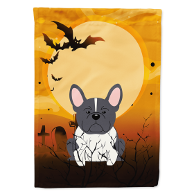 French Bulldog - Black and White - Halloween Themed House Flag