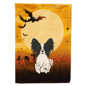 Papillon - Black and White - Halloween Themed House Flag