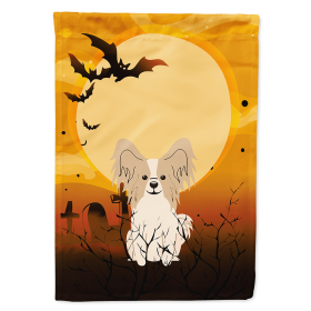 Papillon - Sable and White - Halloween Themed House Flag