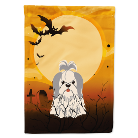 Shih Tzu - Silver and White - alloween Themed House Flag