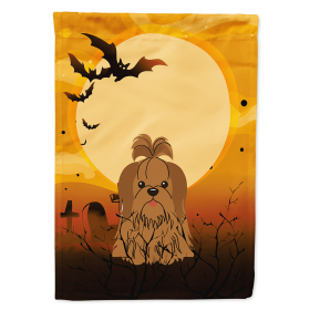 Shih Tzu - Silver and Chocolate - Halloween Themed House Flag