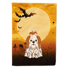 Shih Tzu - Red and White - Halloween Themed House Flag