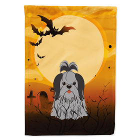 Shih Tzu - Black and Silver - Halloween Themed House Flag