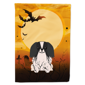 Pekingese - Black and White - Halloween Themed House Flag