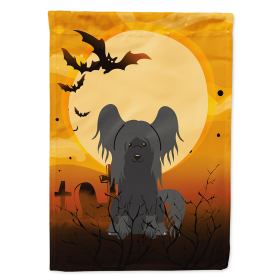 Chinese Crested - Black - Halloween Themed House Flag