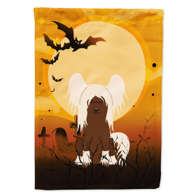 Chinese Crested - Cream - Halloween Themed House Flag