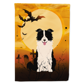 Border Collie - Black and White - Halloween Themed House Flag