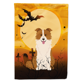 Border Collie - Red and White - Halloween Themed House Flag