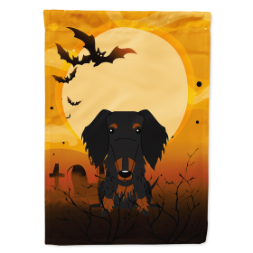 Dachshund - Wirehair - Black and Tan - Halloween Themed House Flag