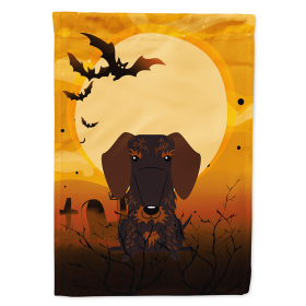 Dachshund - Wirehair - Chocolate - Halloween Themed House Flag