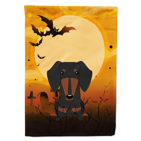 Dachshund - Black and Tan - Halloween Themed House Flag