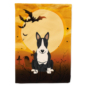 Bull Terrier - Black and White - Halloween Themed House Flag