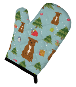 Staffordshire Bull Terrier - Brown Christmas Dog Oven Mitt