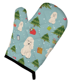 Poodle - White 1 Christmas Dog Oven Mitt