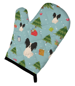 Papillon - Black and White Christmas Dog Oven Mitt