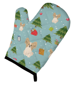 Papillon - Sable and White Christmas Dog Oven Mitt