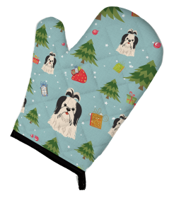 Shih Tzu - Black and White Christmas Dog Oven Mitt