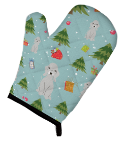 Bedlington Terrier - Blue Christmas Dog Oven Mitt