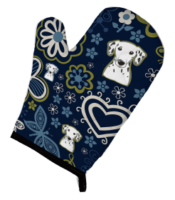 Dalmatian Blue Flowers Dog Art Oven Mitt