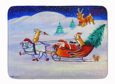 Corgi Highjacked Santa Claus Sleigh Floor Mat