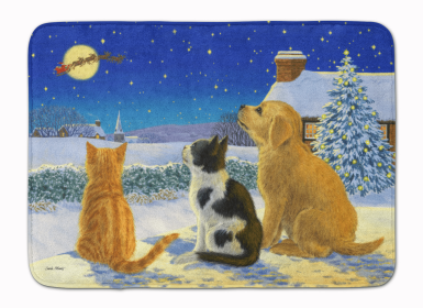 Golden Retriever and kittens Watching Santa Floor Mat