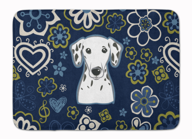 Dalmatian Blue Flowers Machine Washable Memory Foam Mat