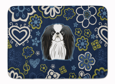 Japanese Chin Blue Flowers Machine Washable Memory Foam Mat