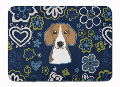 Beagle Blue Flowers Machine Washable Memory Foam Mat