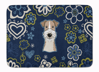 Wire Fox Terrier Blue Flowers Machine Washable Memory Foam Mat