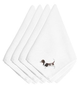 Basset Hound Embroidered Napkins Set of 4