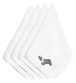 Bearded Collie Embroidered Napkins Set of 4