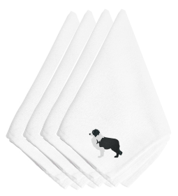 Border Collie - Black Embroidered Napkins Set of 4