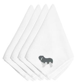 Polish Lowland Sheepdog Embroidered Napkins Set of 4