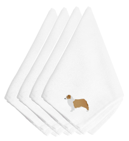 Australian Shepherd Dog Embroidered Napkins Set of 4