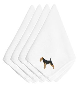 Airedale Terrier Embroidered Napkins Set of 4