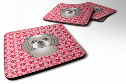 Shih Tzu - Grey and Silver Art Foam Coaster